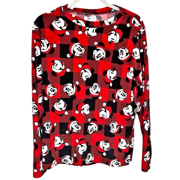 Disney Mickey Mouse Christmas Pajamas Large Red Black Plaid Minky Plush NWT NEW - Picture 3 of 10